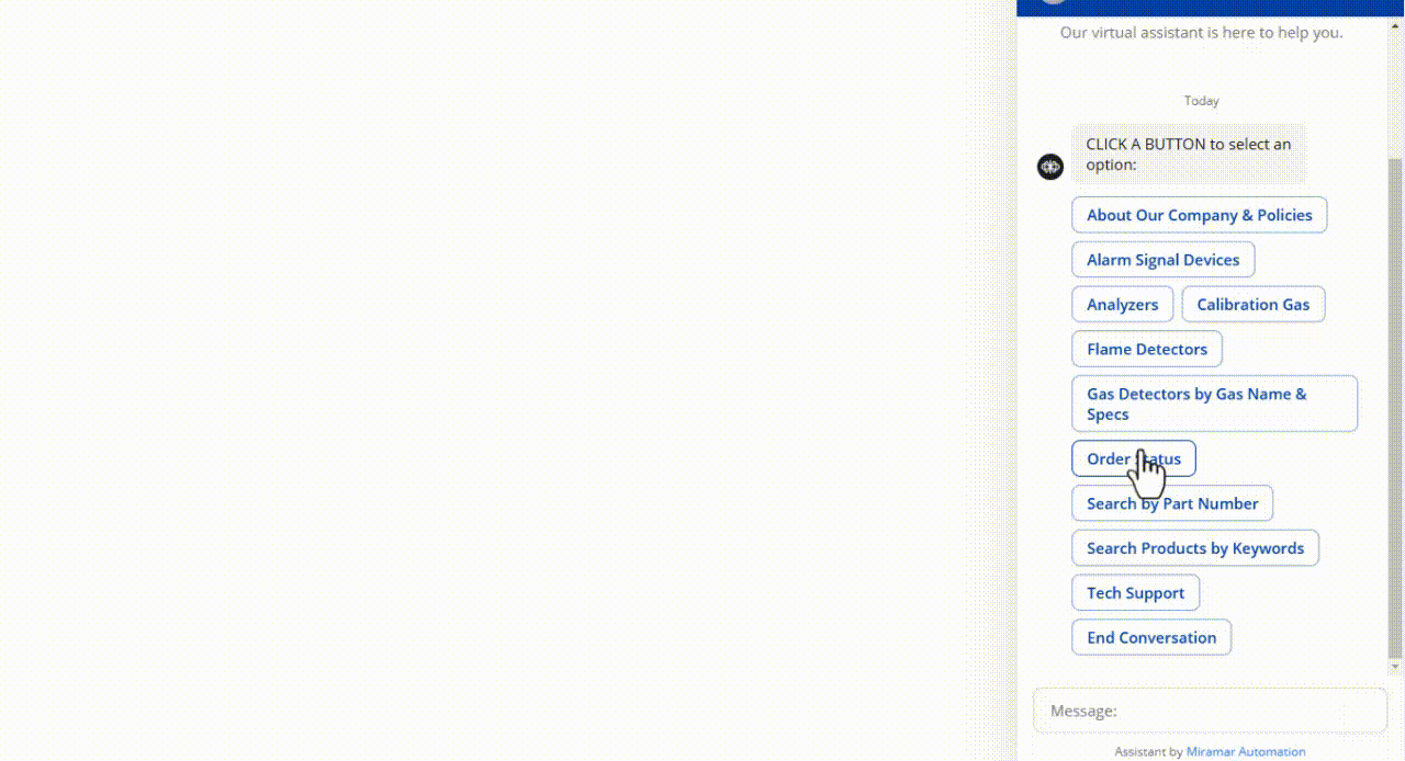 Chatbot giving order status